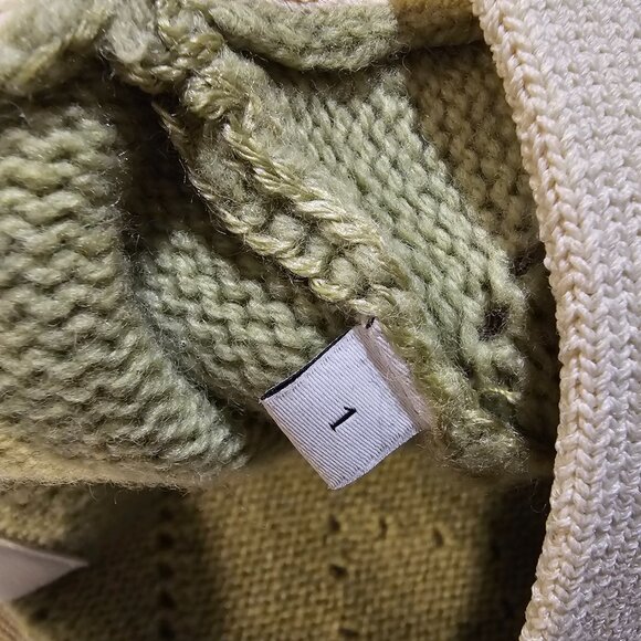 Sandro Paris Espoir Oversized Perforated Wool Cardigan Vest Sage Green Sz 1 / S - Picture 10 of 16